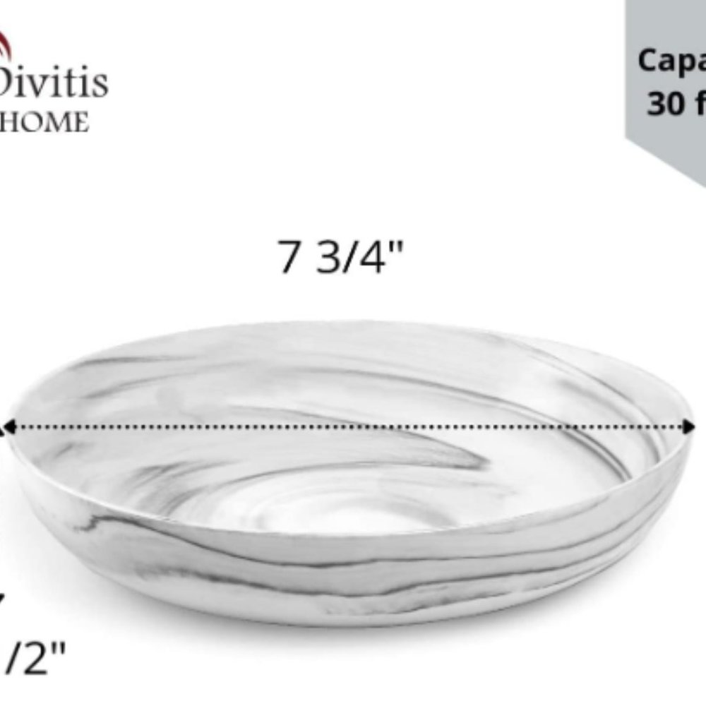 7.75"  PORCELAIN PASTA - SALAD BOWLS - 30 oz - SET OF 4  (Black/White) - Picture 3 of 6